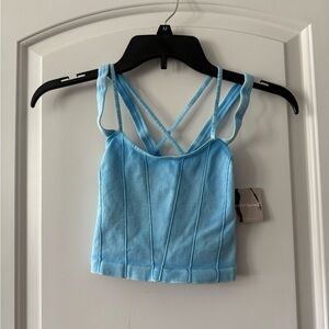 FP Movement by Free People Light Blue Strappy Crop Top